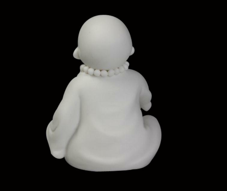 3.7″Chinese White Porcelain Ceramics Lovable No Talk Little Monk Figurine Statue