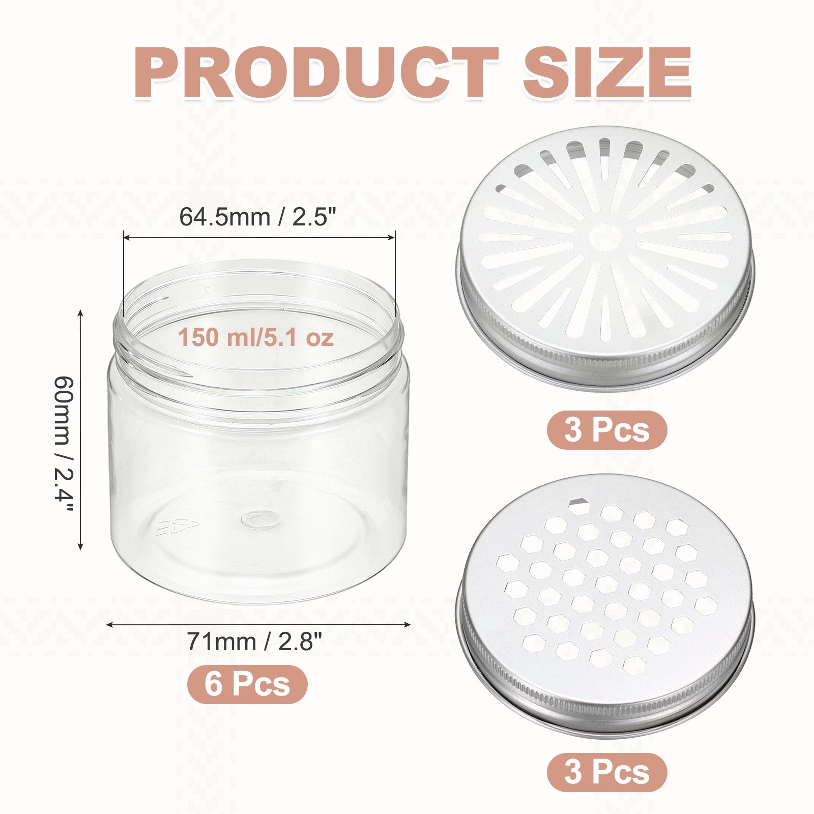 6Pcs Empty Scent Beads Container Plastic Freshener Tin 5.1oz/150ml