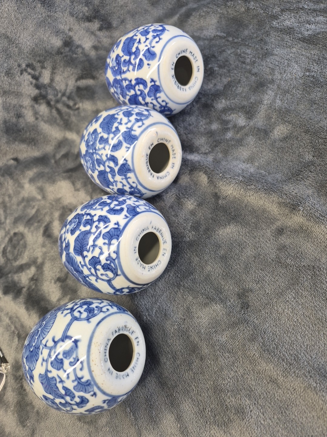 Vintage Asian Blue & White 4 Large Eggs 4.25” Collectable Home Decor