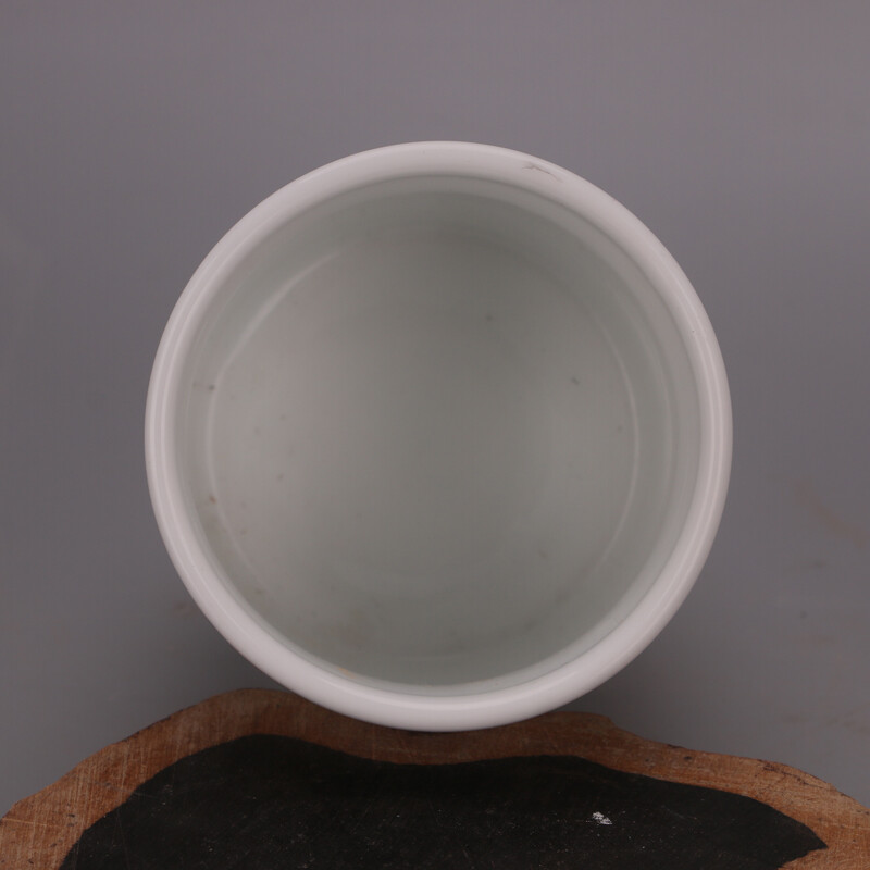 4.2″ China Colour Enamels Porcelain White Glaze Lotus Flower Branch Brush Pot