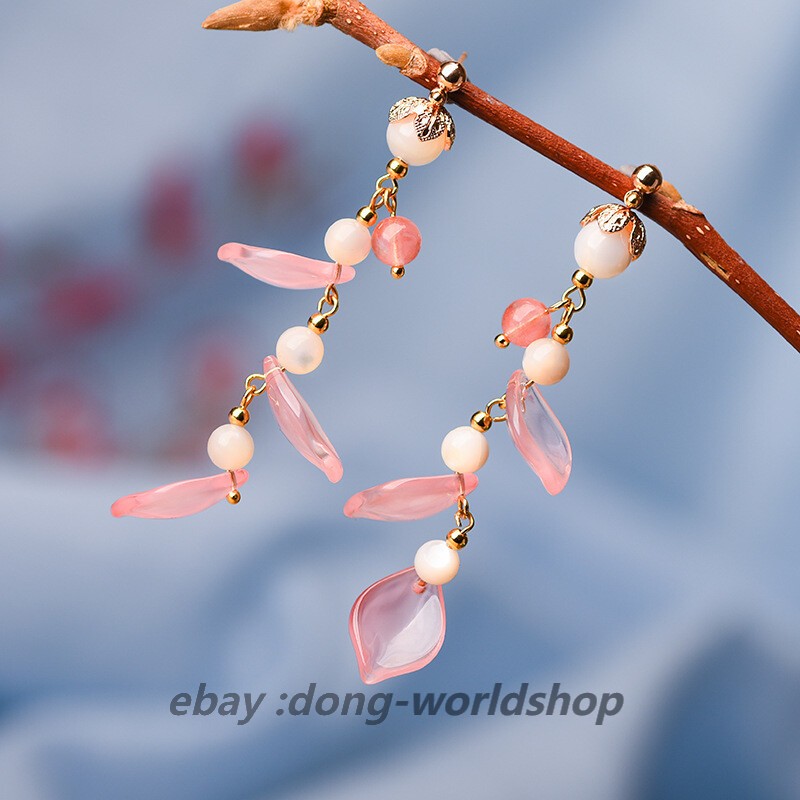 Chinese Coloured Glaze/Crystal Gild Tassels Tibetan Style Vogue Earbob Earrings