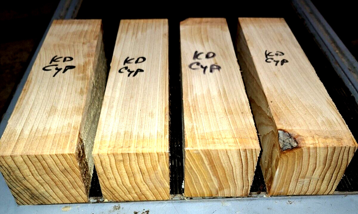 FOUR (4) KILN DRIED BALD CYPRESS BOWL BLANKS TURNING LUMBER WOOD 3″ X 3″ X 12″