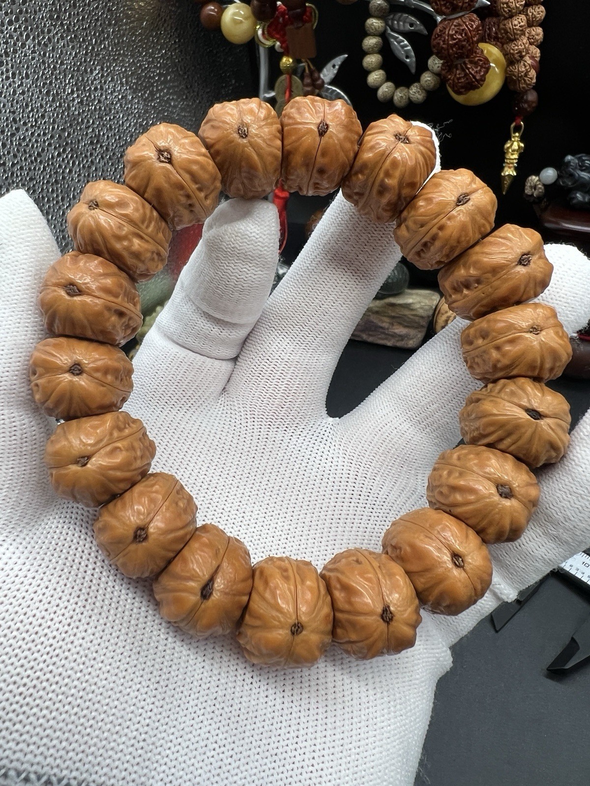 19×25mm Chinese Small Walnut Bracelet Collection纯野生小秋子侧切霸气大手牌手串