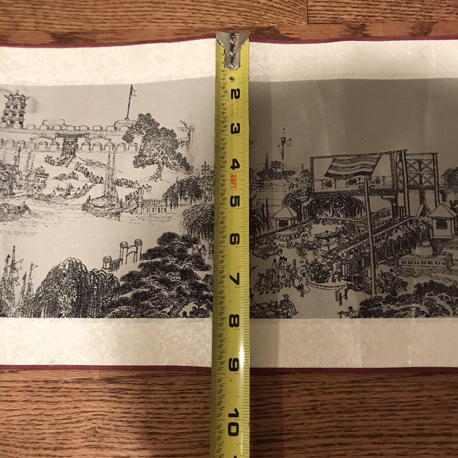 Vintage Chinese Silk Tapestry Table Runner 86″x9″ Ancient Jincheng