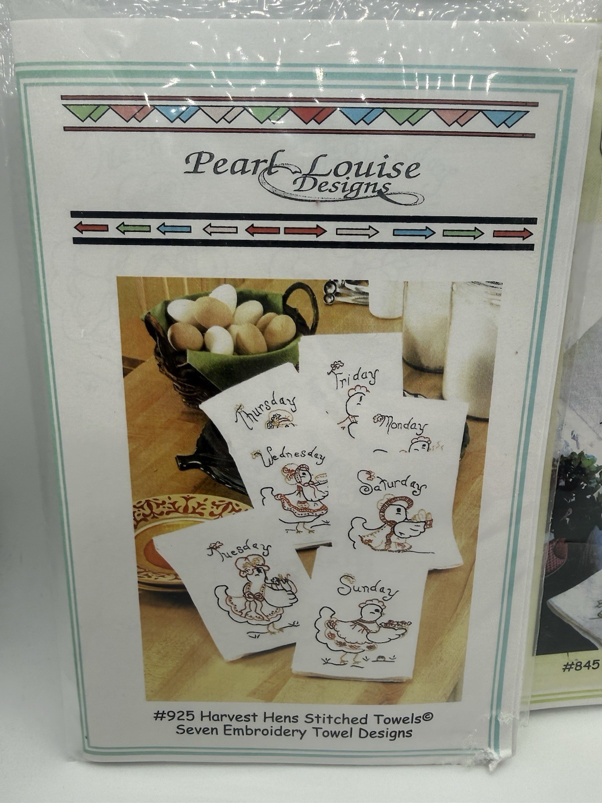 VTG Pearl Louise Designs Lot of 2 Days of the Week Tea Towel Chickens Suzie Q