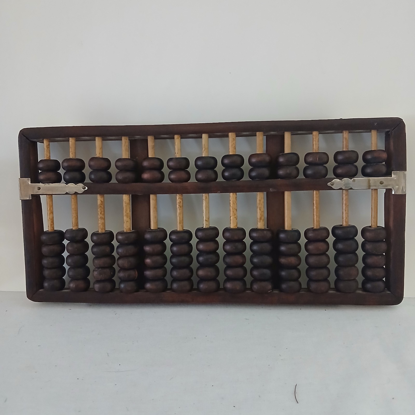 Vintage Chinese ABACUS 13 Pole 91 Bead Hard Wood Beautiful Grain 10 1/2″ inches