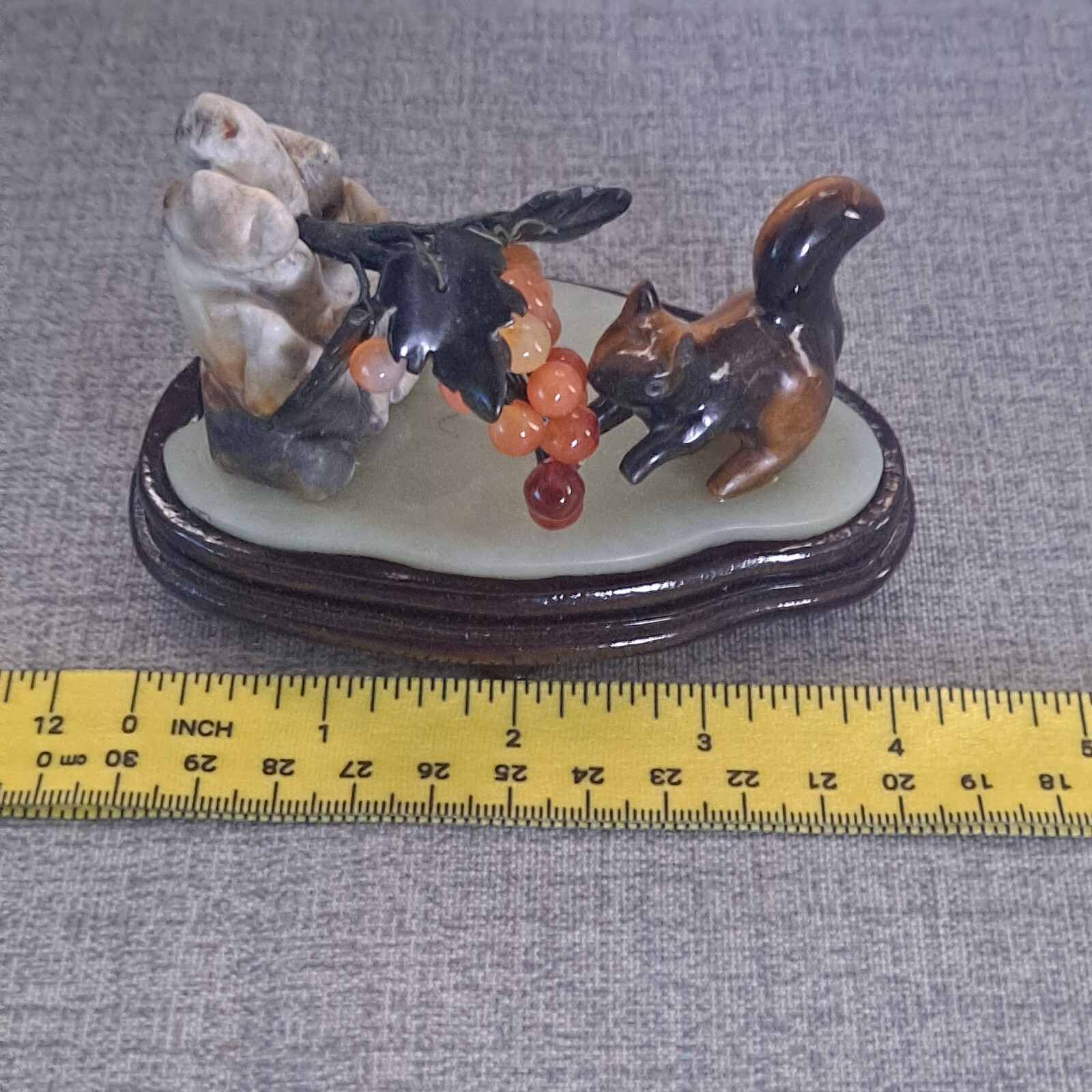 Vintage Chinese Carved Soap Stone Statute ~ Squirrel EXCELLENT