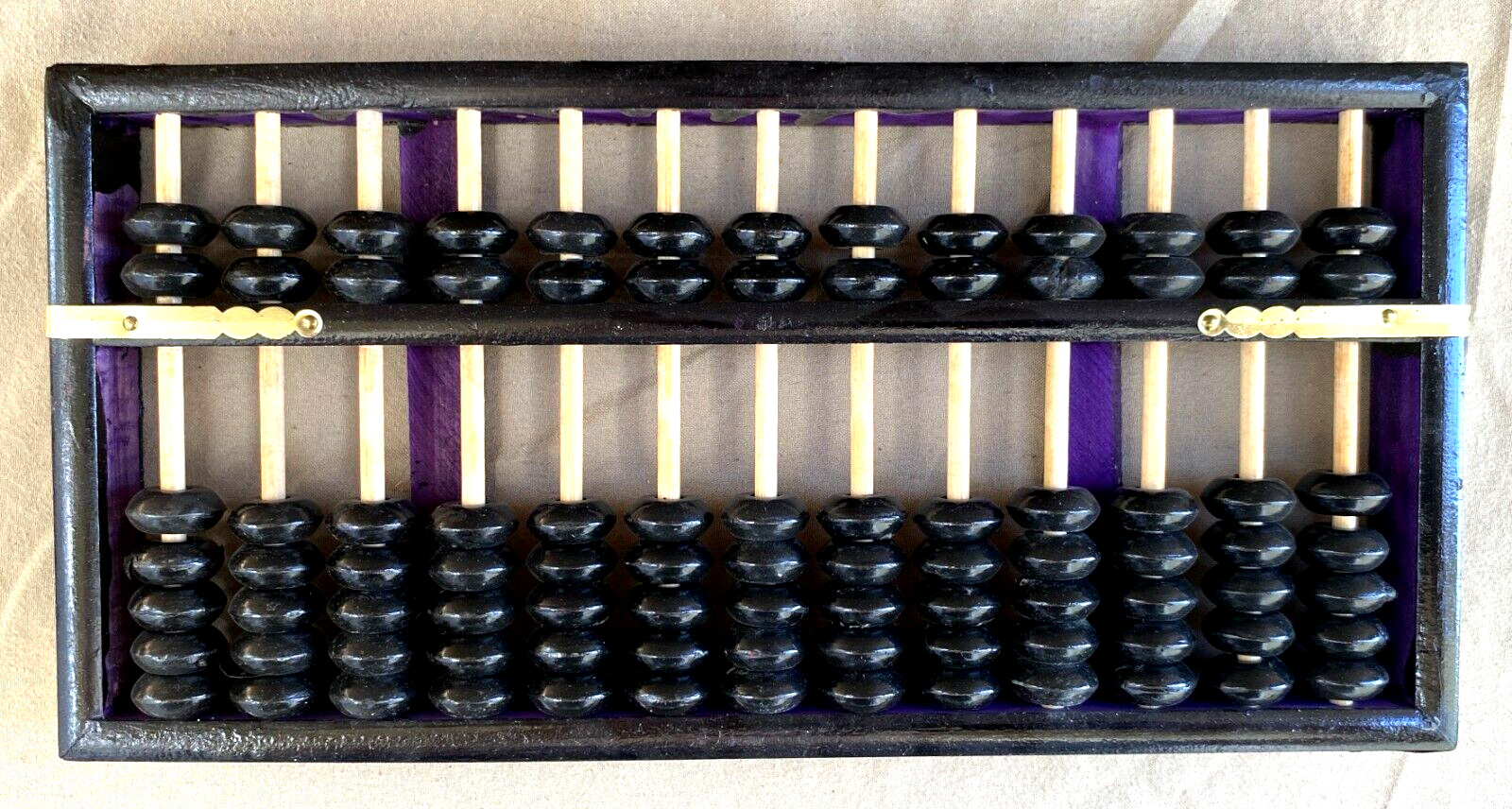 Wood & Brass Abacus Pair People’s Republic China, Lotus-Flower Brand