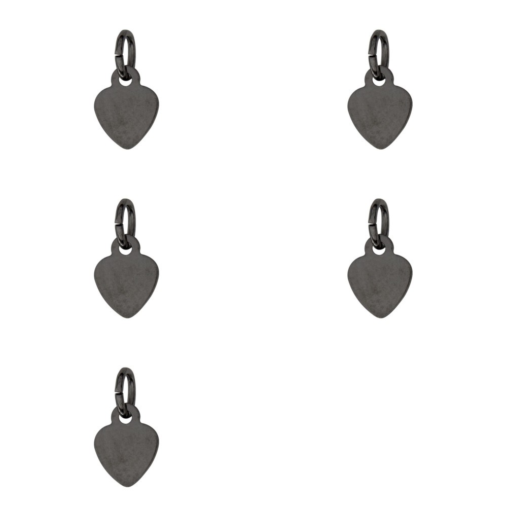 5 Gun Metal Plated Small Heart Charm 6.5×8.4mm Lead Nickel Free Jewelry Findings