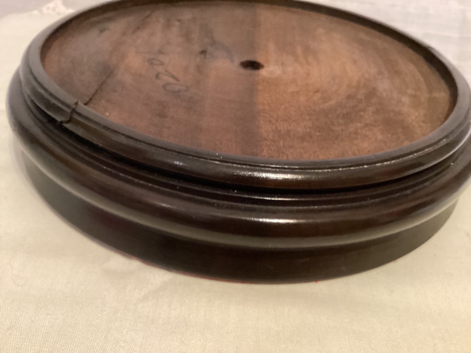 VTG Rosewood Lacquered Pedestal Solid Wood Round Base Display Stand Vase Lamp 7″
