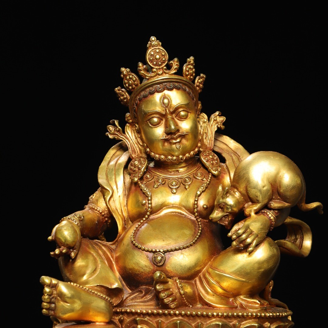 Bronze gilded statue of the Yellow God of Wealth Buddha