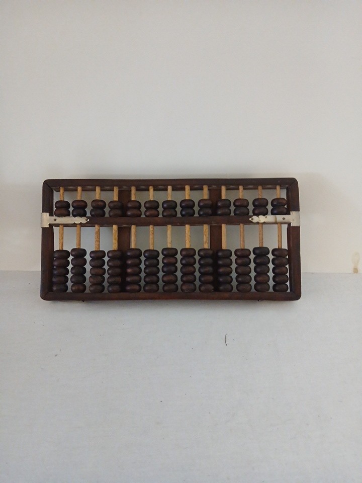 Vintage Chinese ABACUS 13 Pole 91 Bead Hard Wood Beautiful Grain 10 1/2″ inches
