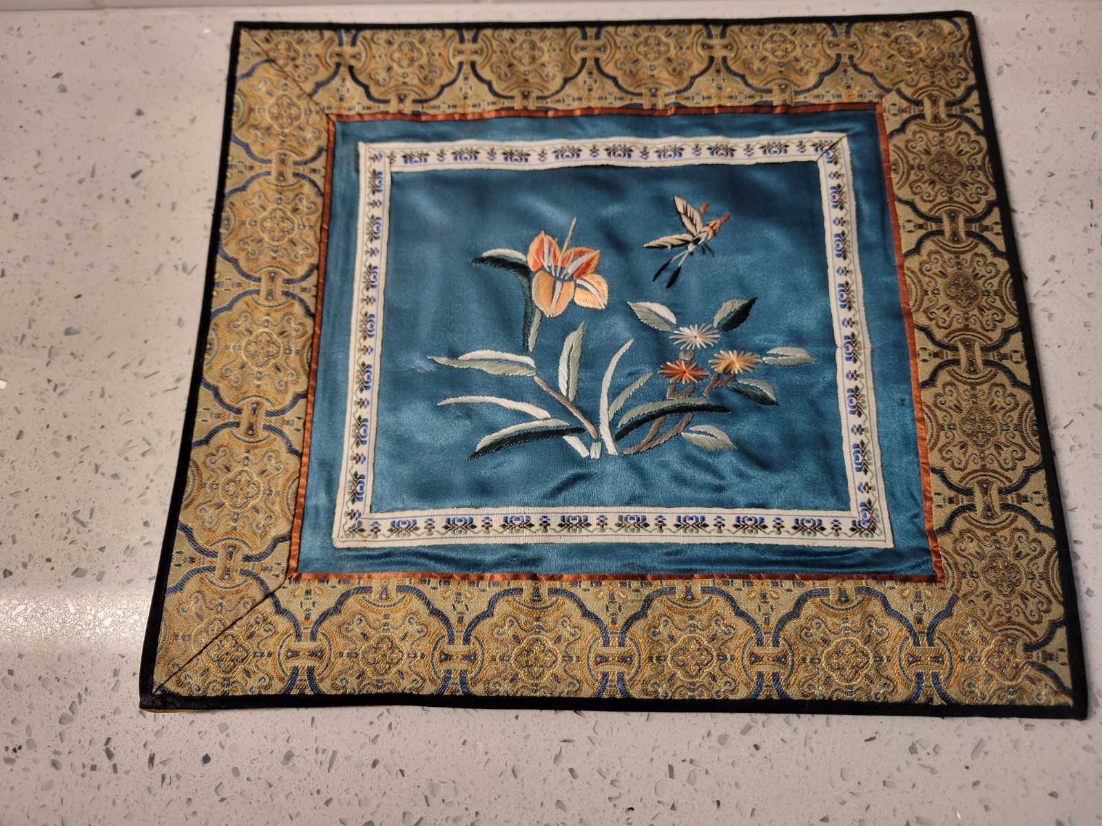 2 vintage Dun Huang Beijing silk embroidered tapestry panels with…