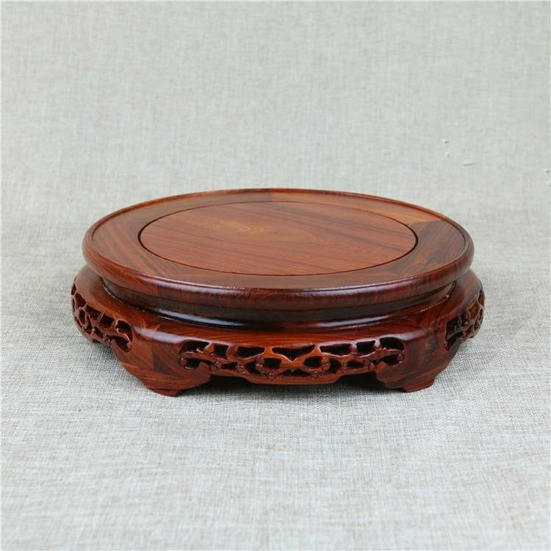 8.5″ Rosewood Pedestal Solid Wood Round Base Display Stand for Vase Statue Gift