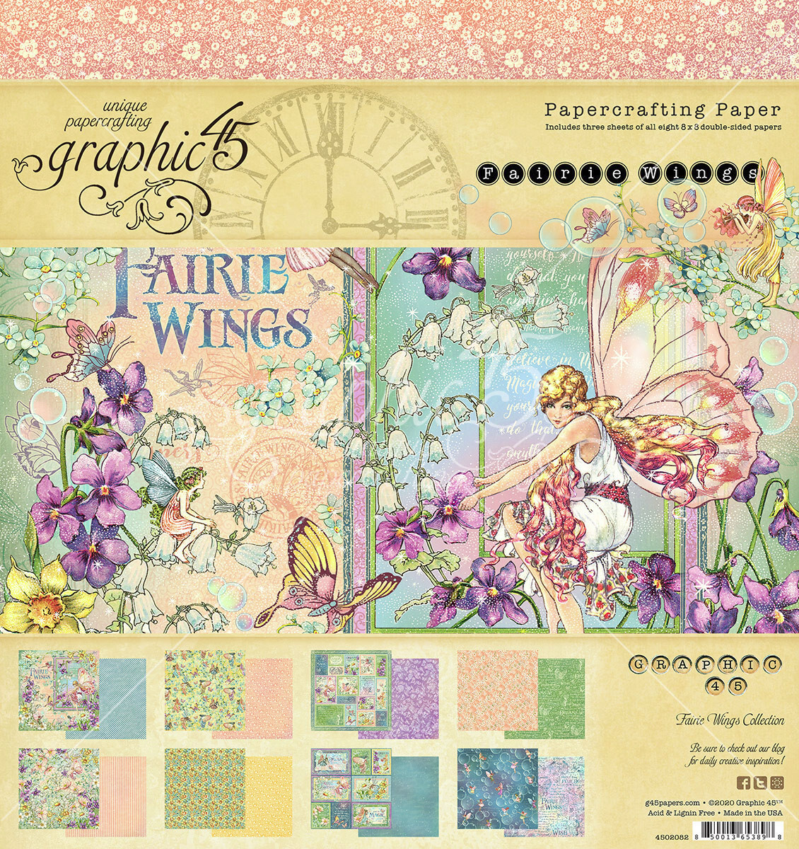 GRAPHIC 45 FAIRIE WINGS BUNDLE ~ 12X12 8X8 PAPER PADS and STICKERS *SHIPS FREE*