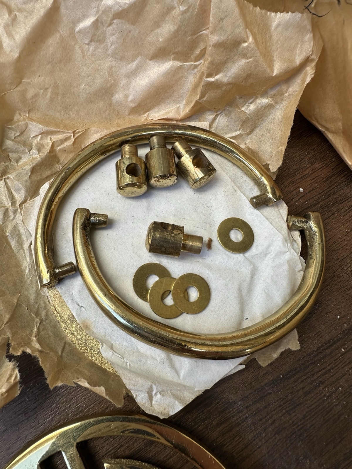 Vtg NOS Mid-Century 3.5” Solid Brass Chinoiserie Drawer Pull Door Knocker 12 Set