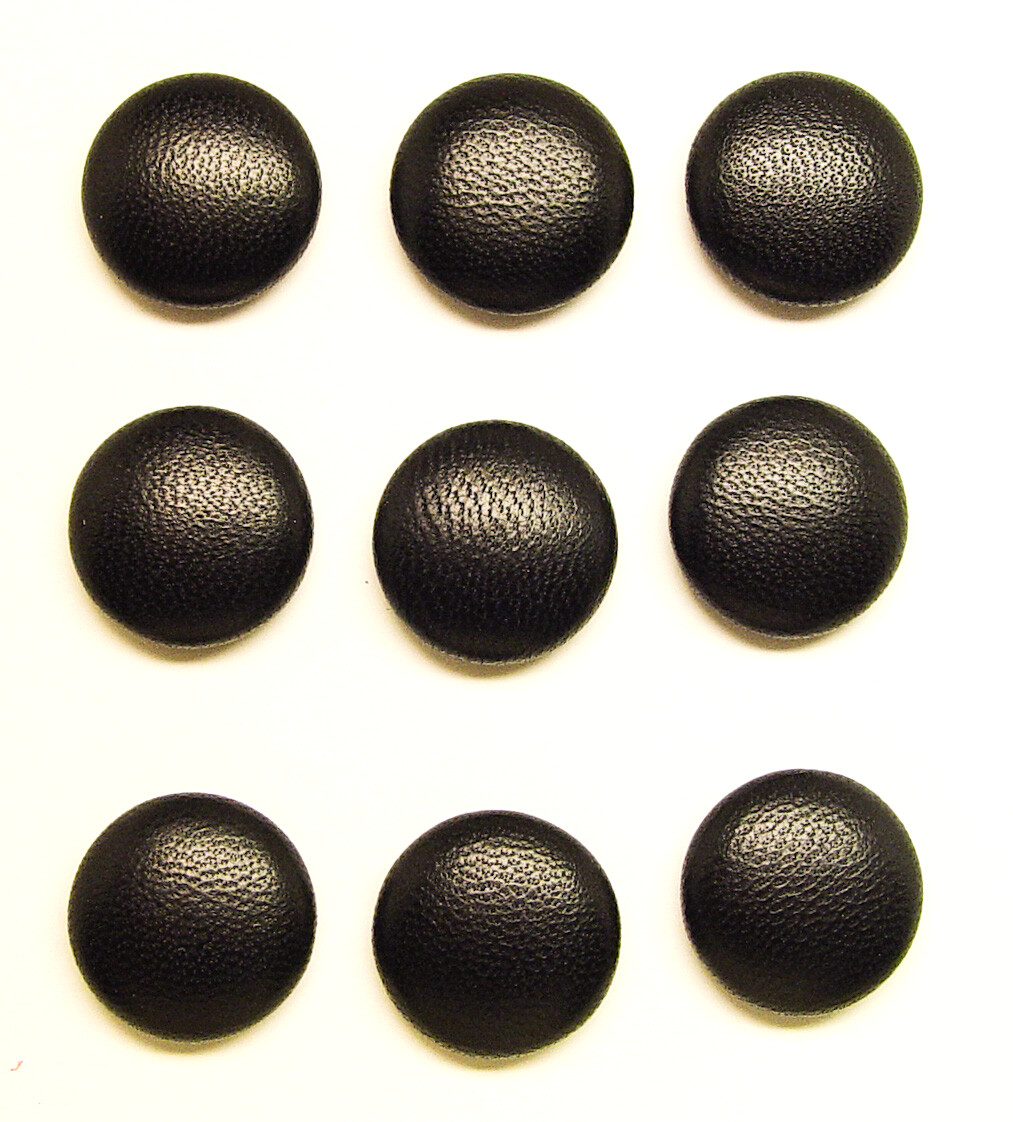 9 Made in USA BLACK GENUINE LEATHER JACKET BUTTONS 21 MM ( 13/16″) , METAL LOOP