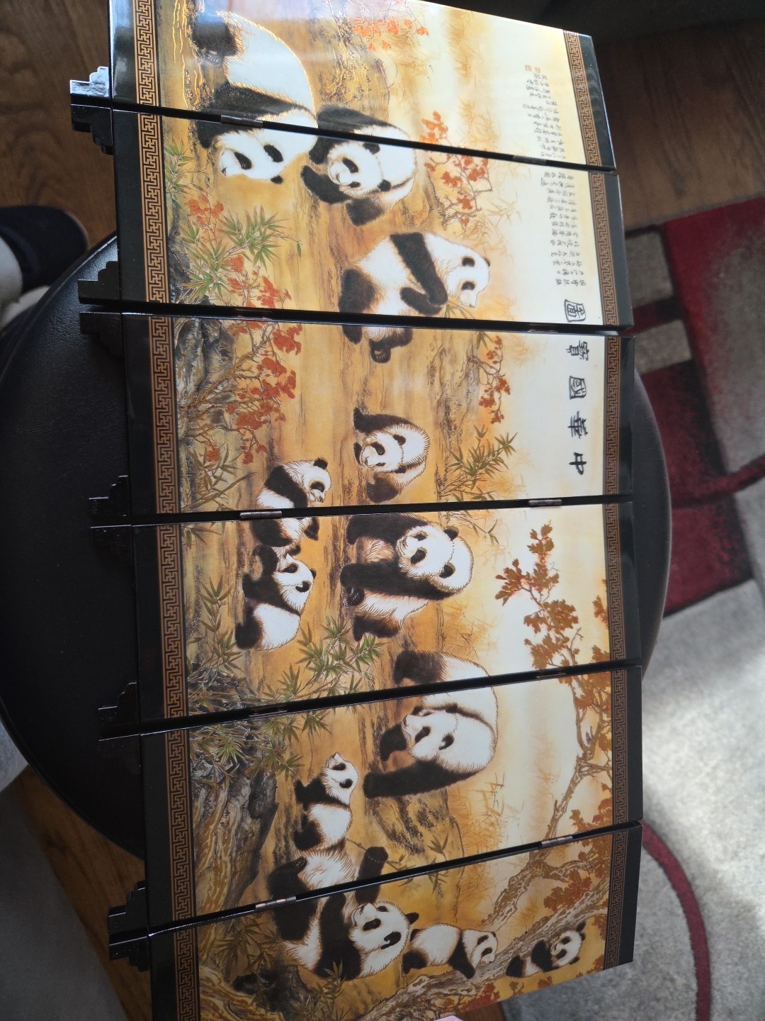 Chinese Giant Panda Table Top 6 Panel Folding Screen/Decor Beautiful! 9.5×18