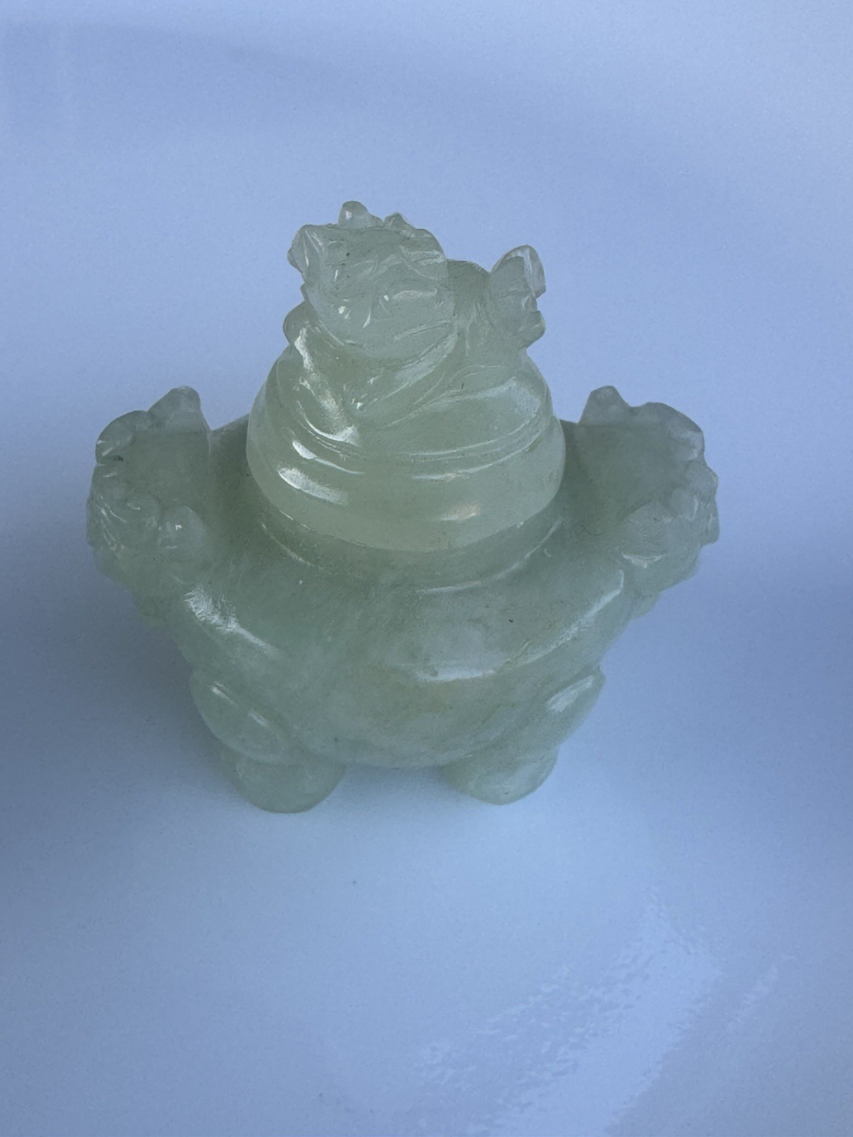 2 Vintage Rare Chinese Carved Jade – Miniature Foo Dog Incense Burners