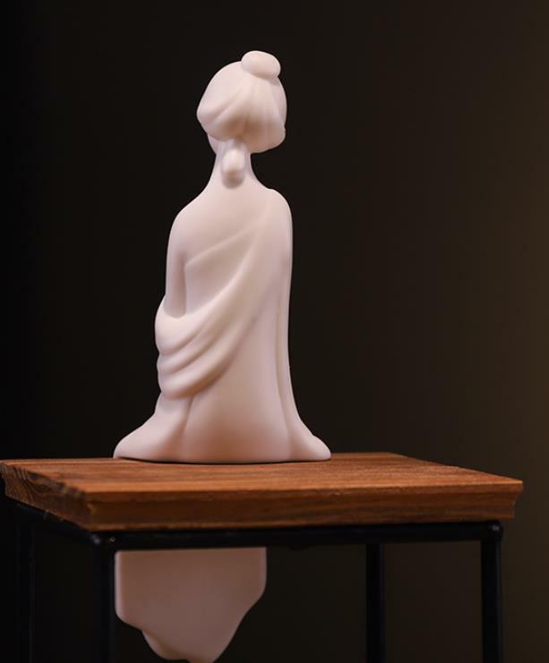 7″ Chinese White Porcelain Ceramics Beautiful Woman Figurine Statue Statues 2
