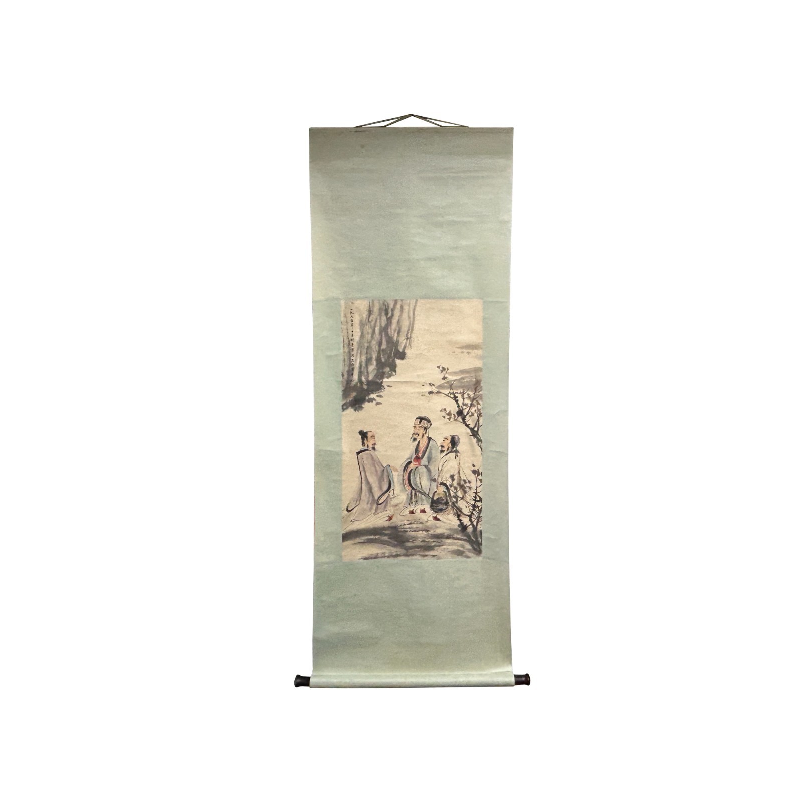 Oriental 3 Scholars Ink Brush Color Scroll Painting Wall Art ws4782