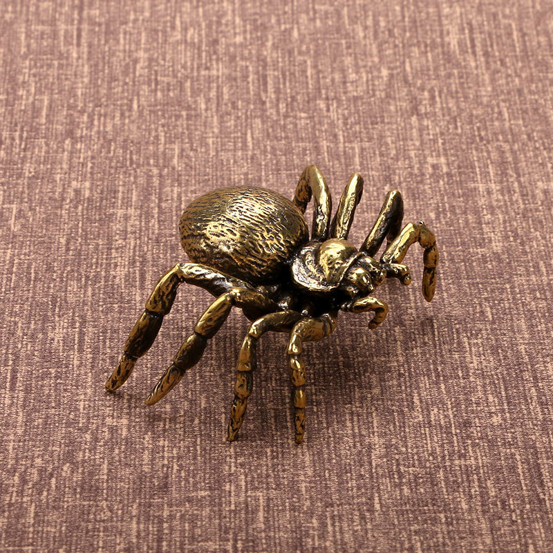 Solid Brass Spider Copper Cover Tea Pet Small Bronze Creative Desktop Decoration