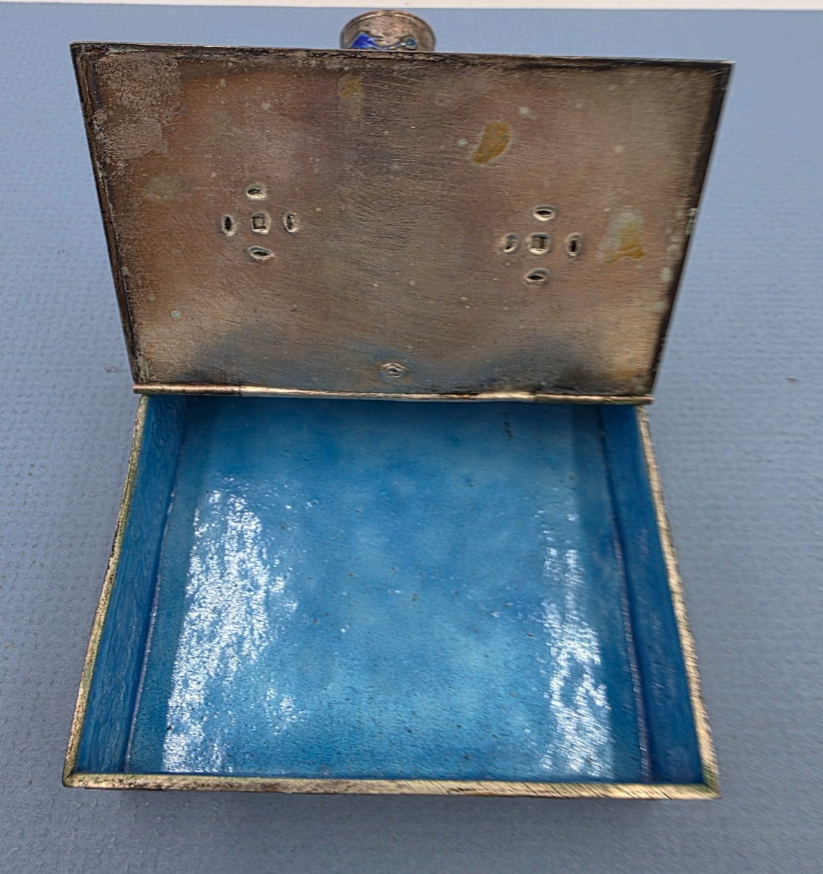VTG Home Decor Ashtray Chinese Enamel Cloisonne Brass Butterfly Silent Butler