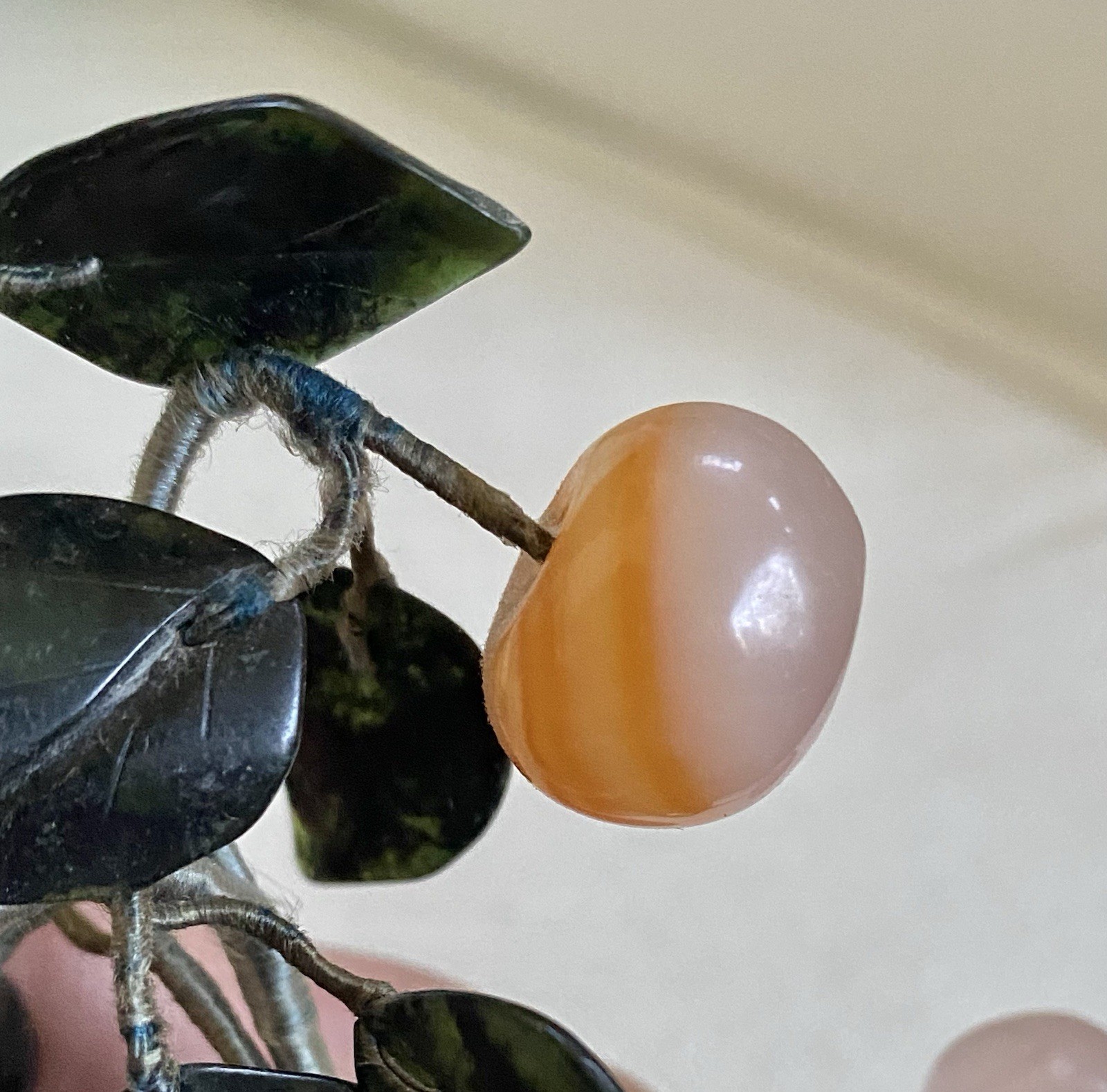 Vtg Chinese Asian Fruit BONSAI TREE JADE CARNELIAN Rock Crystal Soapstone 5”