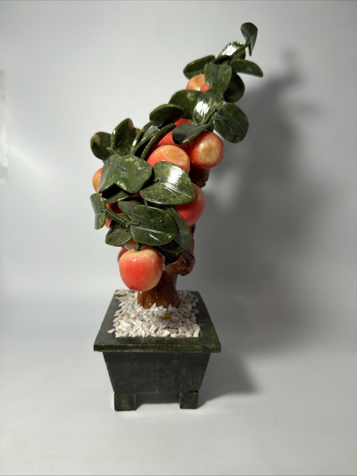 Vintage Chinese Jade Peach Bonsai Tree Sculpture Large ~14inch Heavy ~6lb