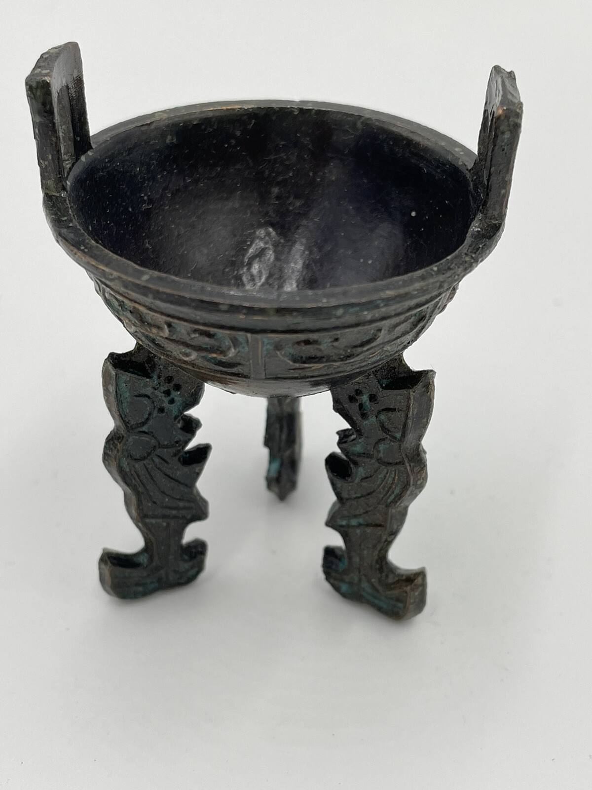 Vintage Chinese Bronze Tripods, Set of 5 Unique Vessels, Miniature Reproductions