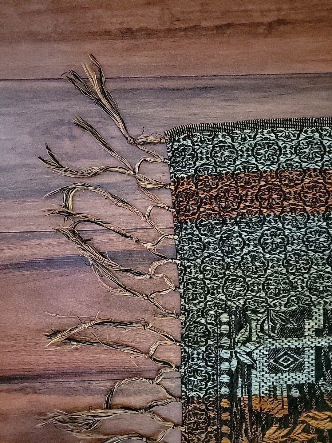 Vintage Asian Brocade Floral Silk Tapestry Bedcover Fringe Double Sided