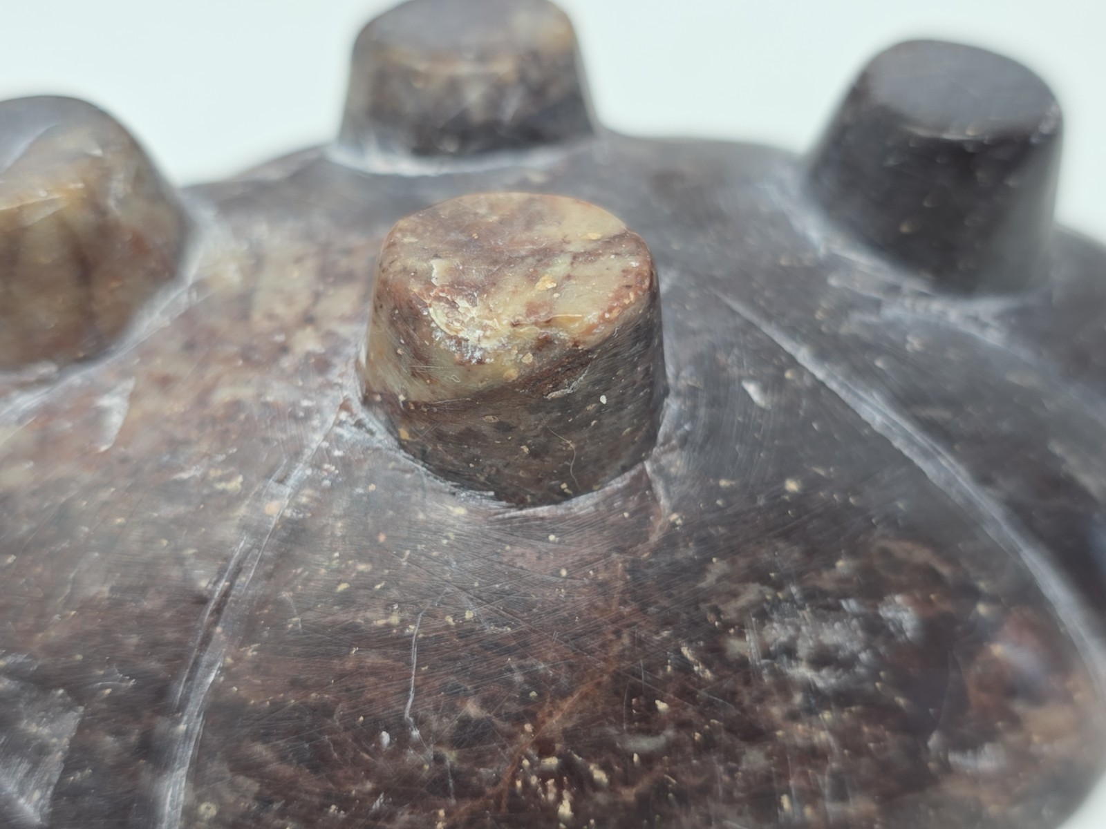 Vintage Chinese Hand-Carved 5×3″ Footed Soapstone Trinket Dish Brown