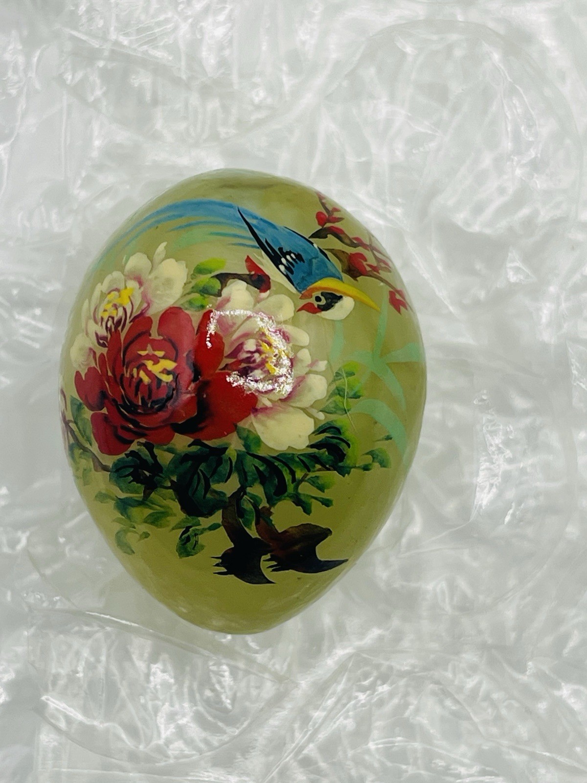 VTG Oriental Hand Painted Jade 1.5” Birds Dragon Flower Lot Of 9 Miniature Eggs