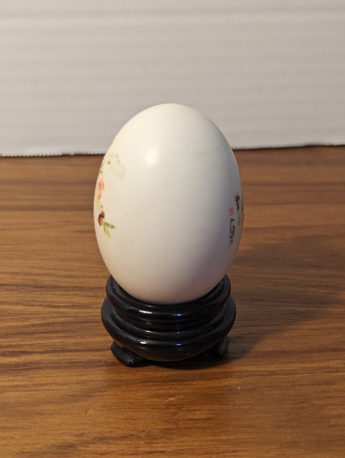 Vintage Chinese Hollow Hand Painted Egg With Stand. Floral, Birds, Butterfly.