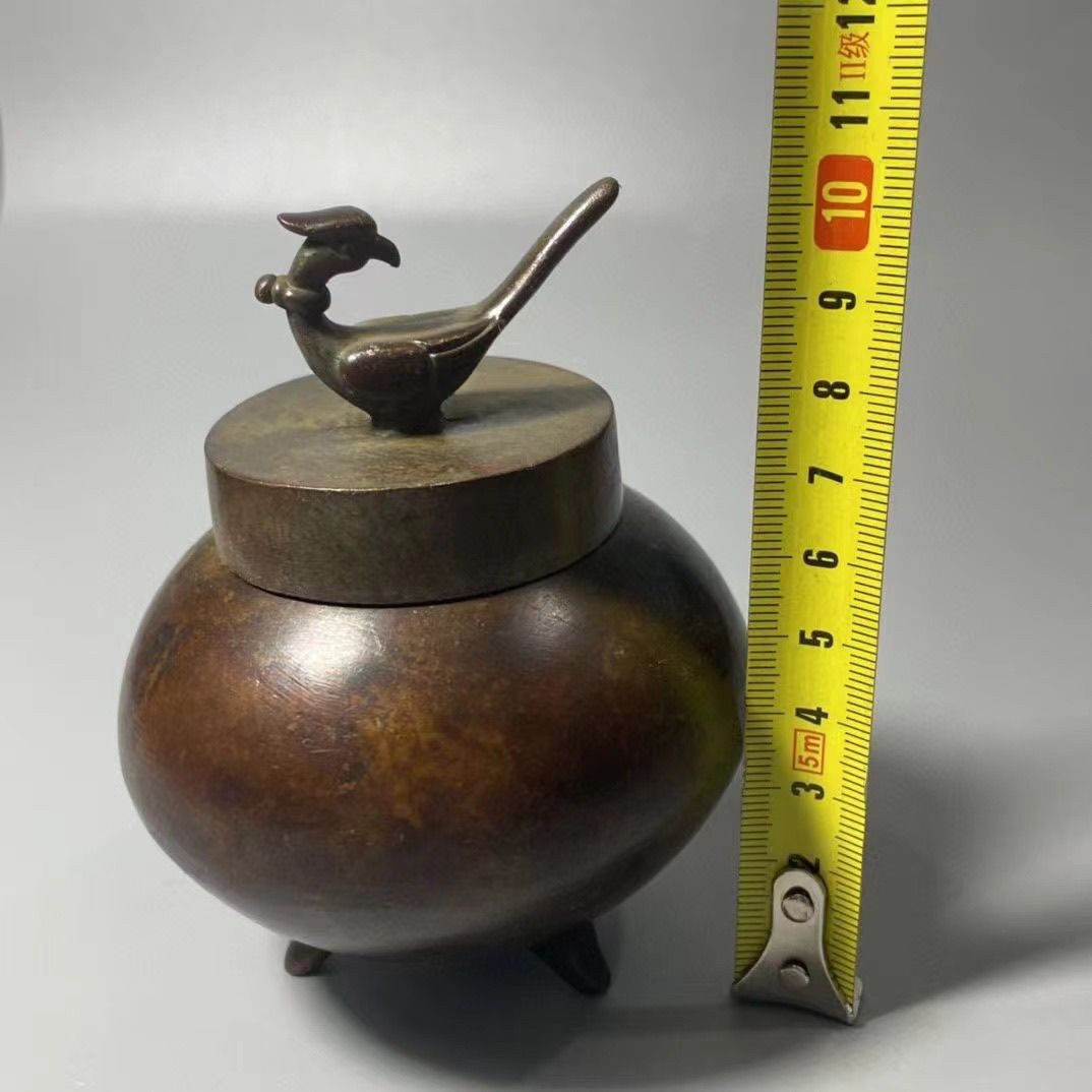 Antique Bird Lid Incense Burner Apple Shaped Metal Censer Home Decor Craft