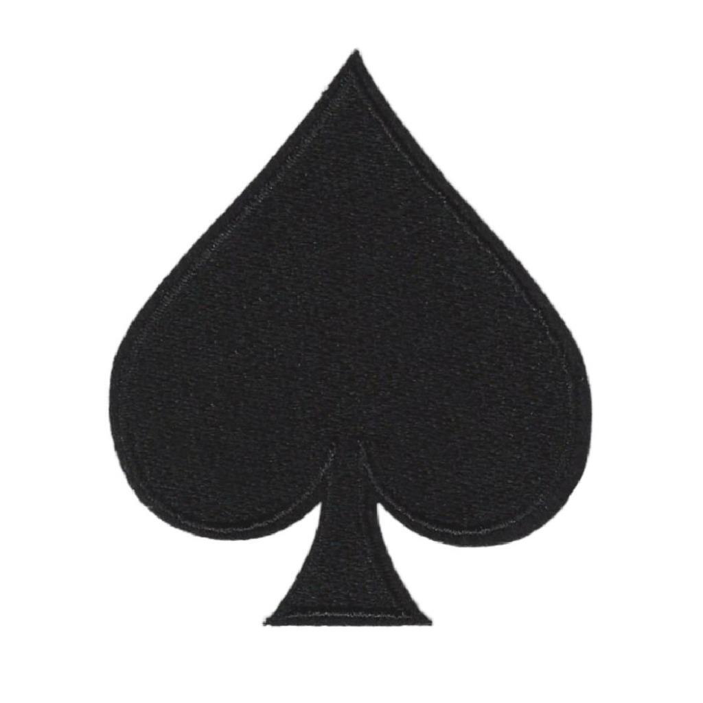 SPADE IRON ON PATCH 3.15″ Black Playing Card Suit Biker Embroidered Applique NEW