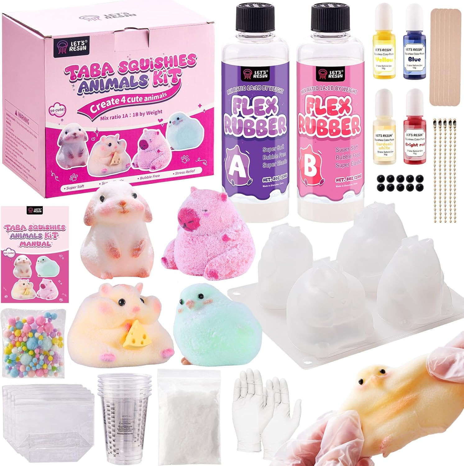 Flex Rubber for Taba Squishy Kit, All-In-One Beginner Kit for Squishy Maker, wit