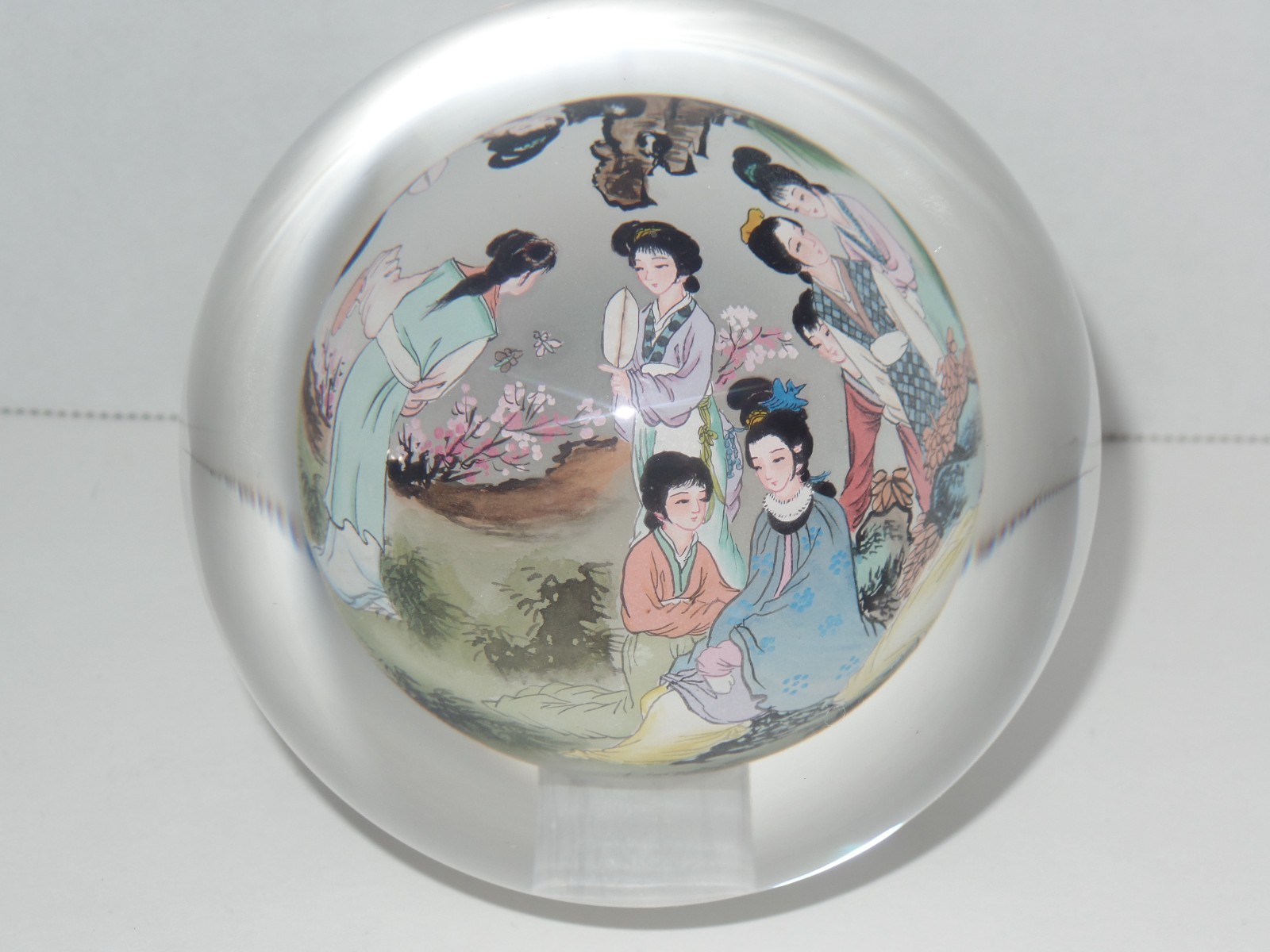Vintage Chinese Hand Painted Reverse Art 4.5″ Glass Globe
