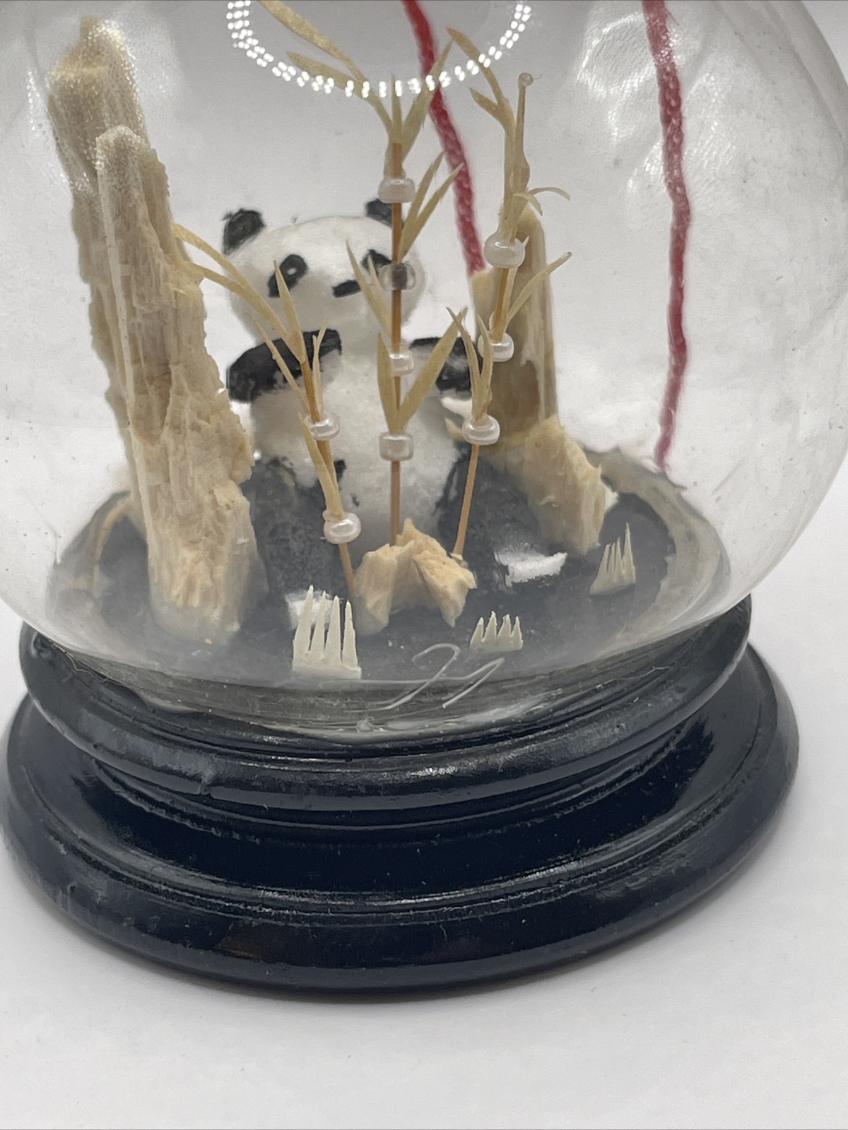 NOS Panda Bear Diorama Asian Cork Sculpture Ornament Hanging Vintage w/ Box AL3