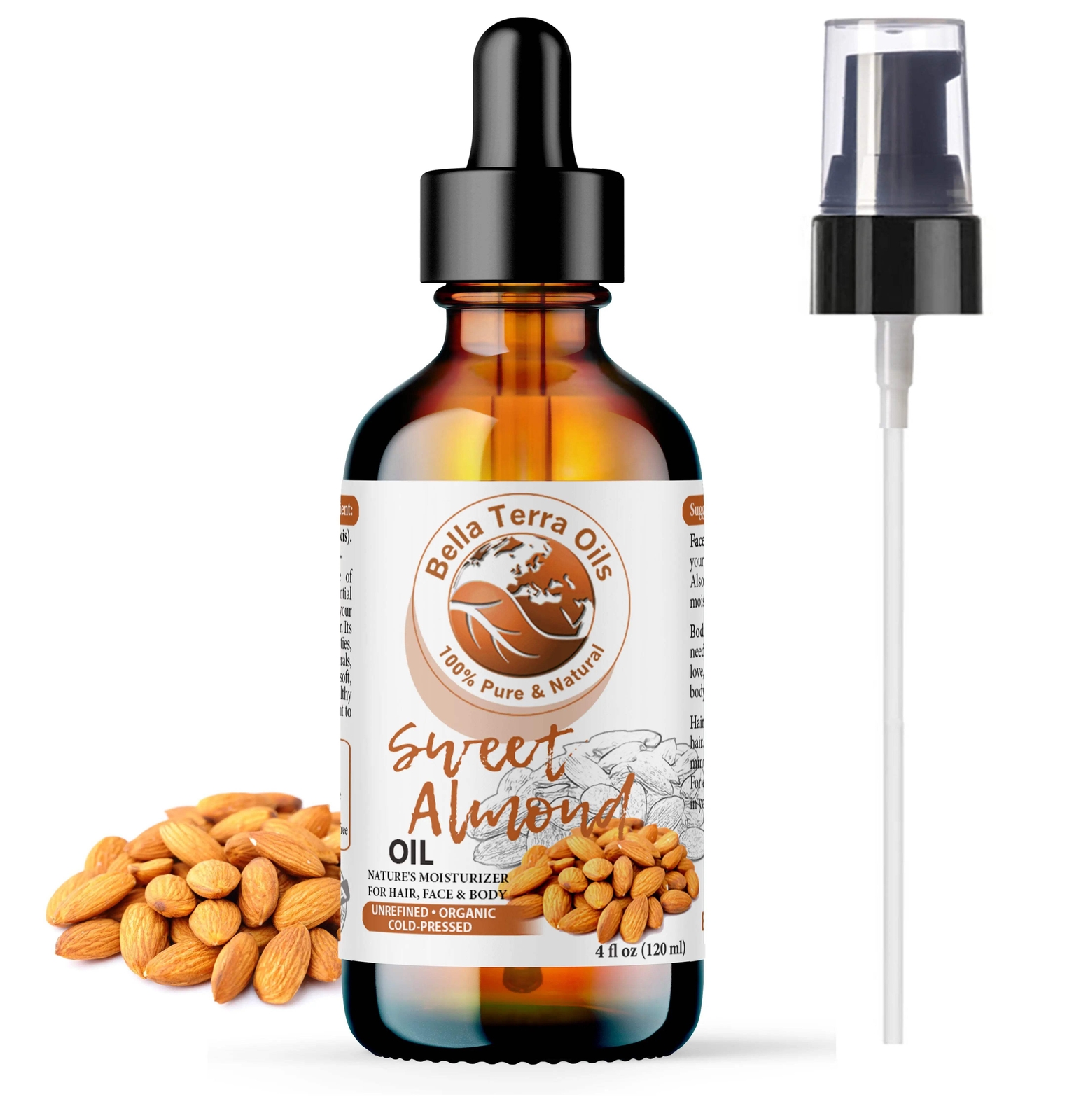 Sweet Almond Oil: Cold-Pressed, Pure, Perfect for Skin, Hair, Massage Therapy