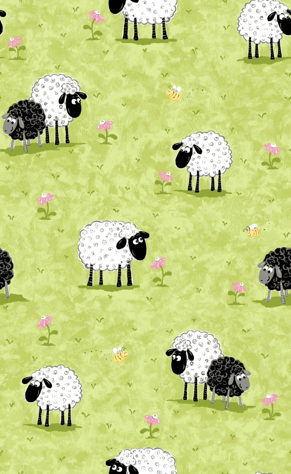 Susybee LAL THE LAMB Meadow Pink Flwr Quilt Fabric Sold by 1/2 yd #20049-830