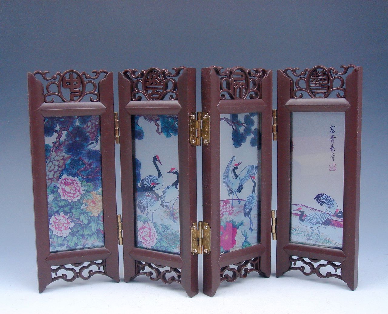 Home Decor Chinese Desktop Screen Cranes Pine Trees Gift Box BRAND NEW #04301406