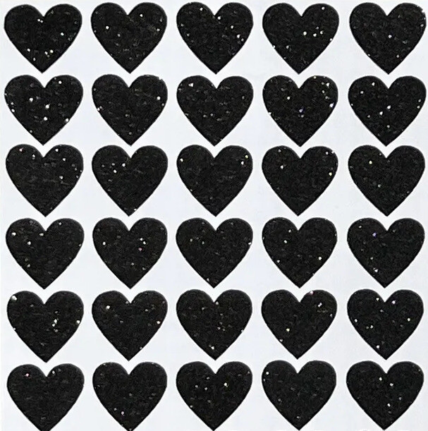 Black Glitter Heart Sticker Sheet! – Choose a Size – Cute & Sparkly!