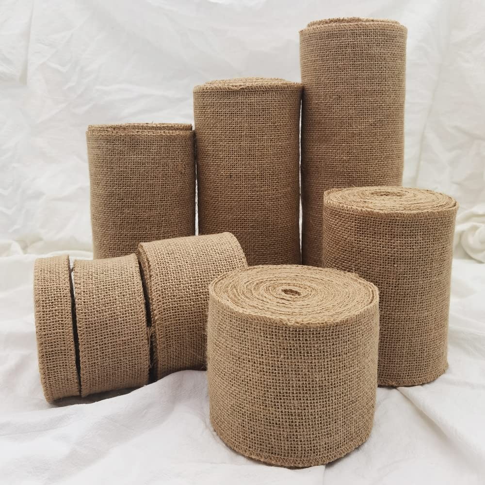 8″ Natural Burlap Fabric Roll – 10 Yards Jute Ribbon for Crafting, Gift Wrapping