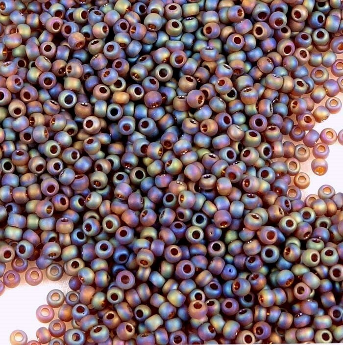 11/0 Japanese TOHO Seed Beads Transparent Rainbow-Frosted Smoky Topaz 10-grams