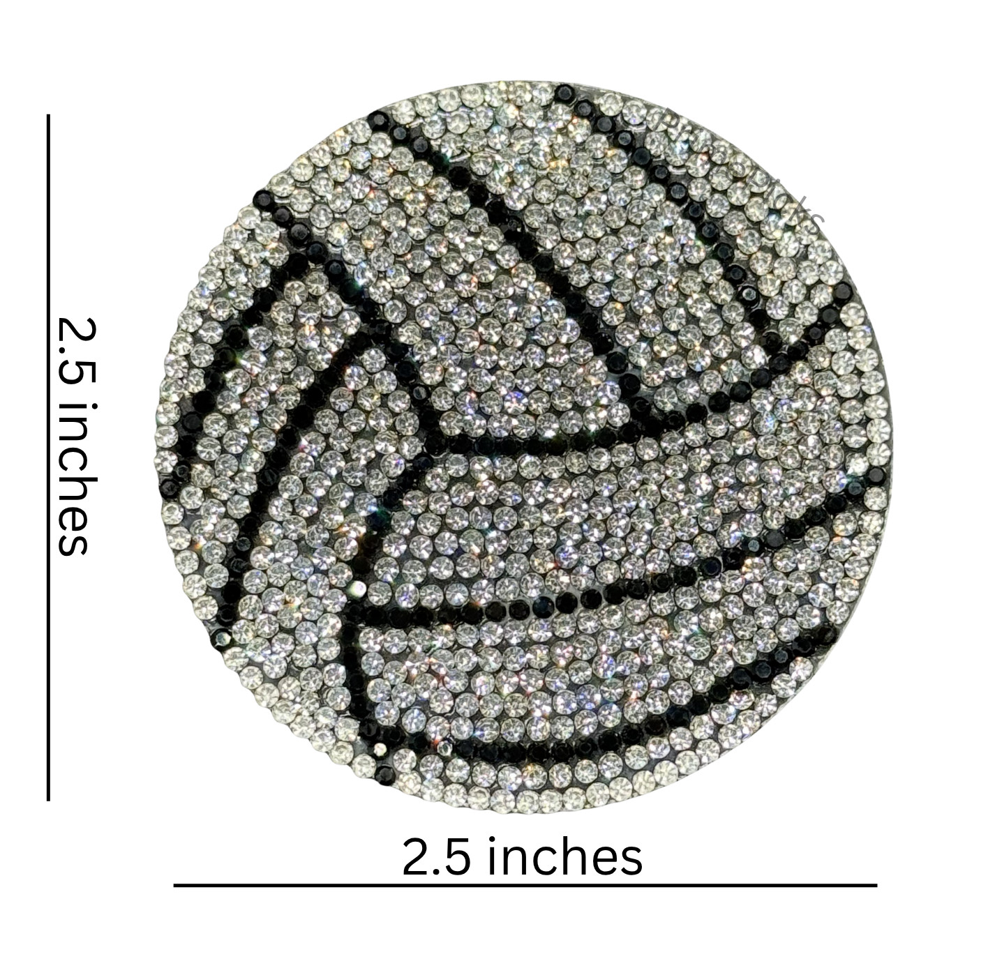 🏐 Volleyball Rhinestone Iron-On Patch 2.5 inch 🩶 Crystal DIY Bling Applique