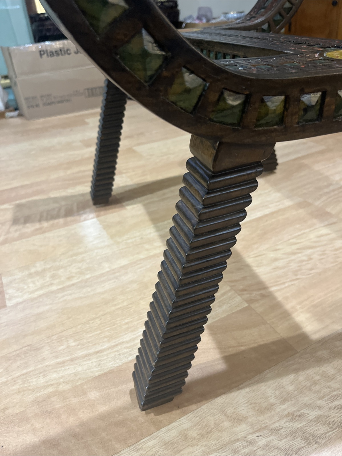 Unique Chinese Asian Carved Wood Coffee Table / Side Table Without The Glass VTG
