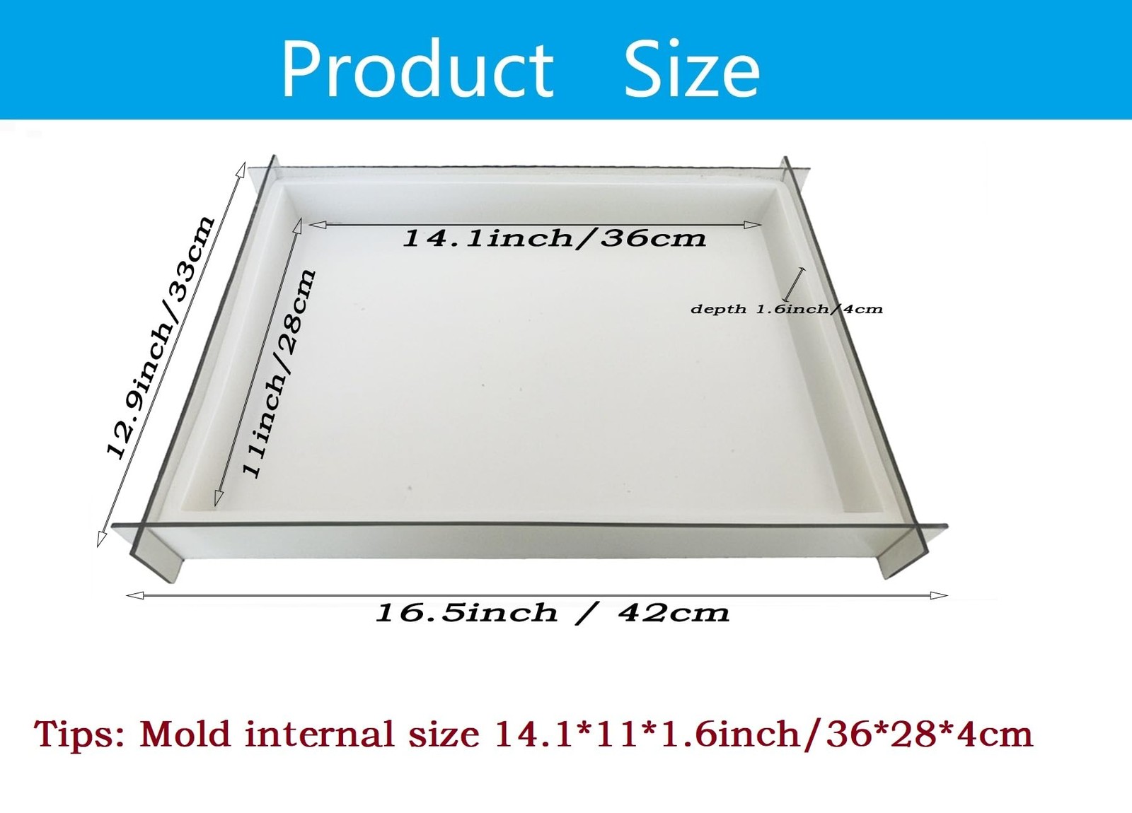 Large Rectangle Resin Table Silicone Molds 16 x 12 Inch Epoxy Resin Silicone