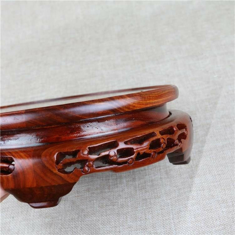8.5″ Rosewood Pedestal Solid Wood Round Base Display Stand for Vase Statue Gift