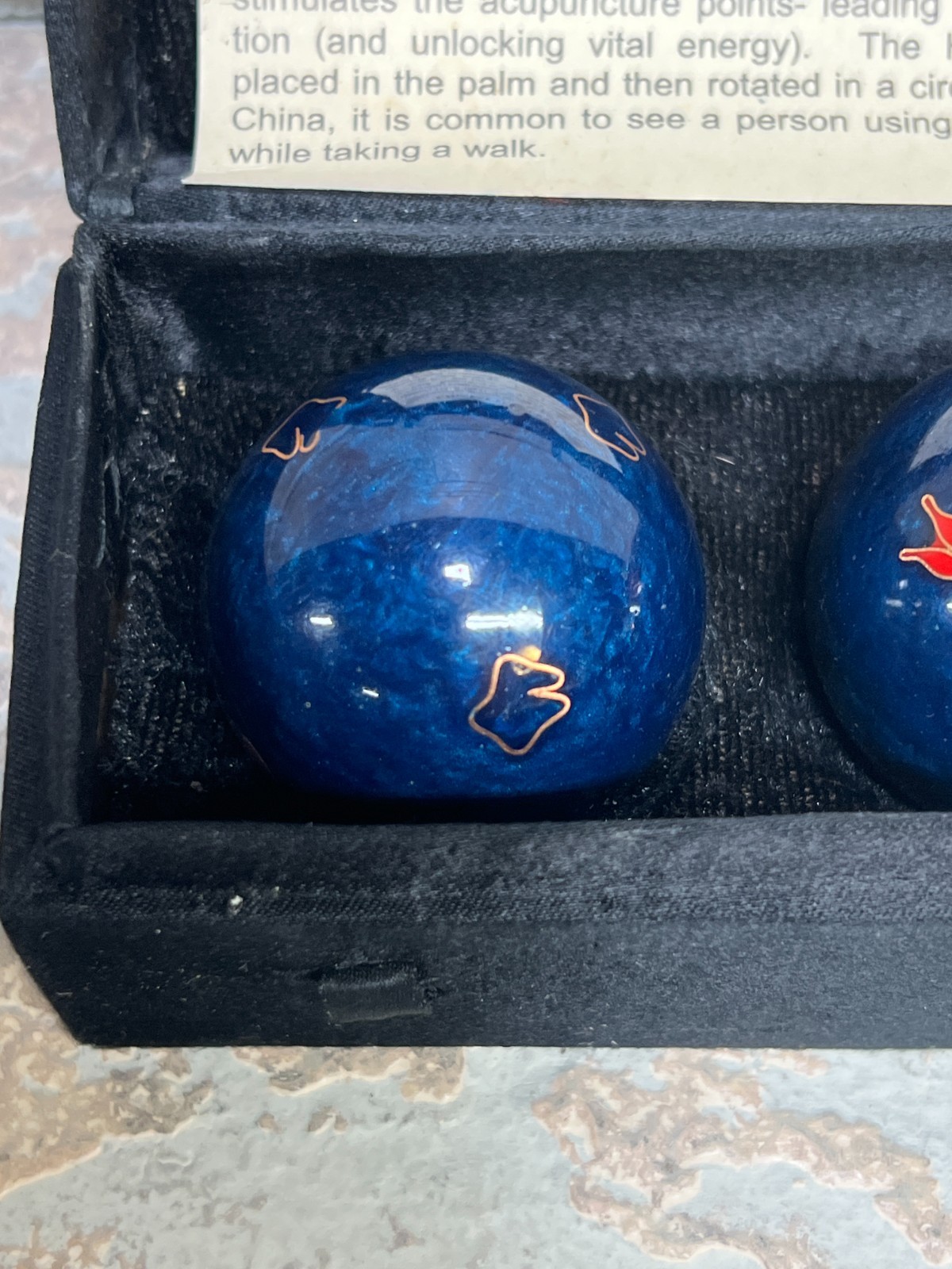 Vintage Chinese Health Baoding Music Balls Pheonix and Dragon Cloisonne